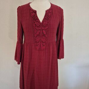 Knox Rose Long Sleeve Dark Red Dress. Medium
